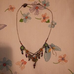 Antique Michal Negrin Style Orly Zeelon  Swarovski Crystals Floral Necklace